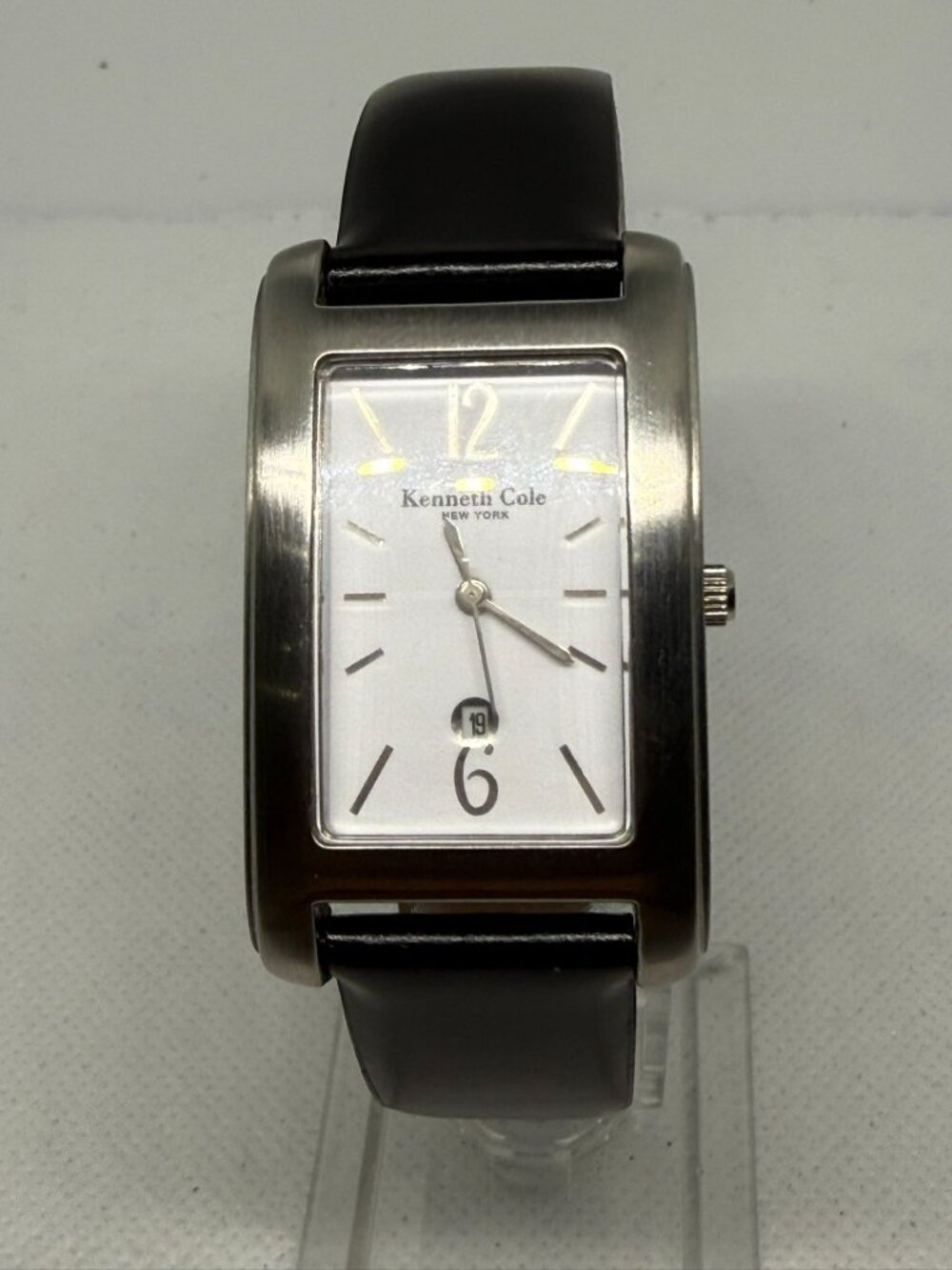 Kenneth Cole KC1088 Men's Rectangular Stainless Steel White Dial Date Watch